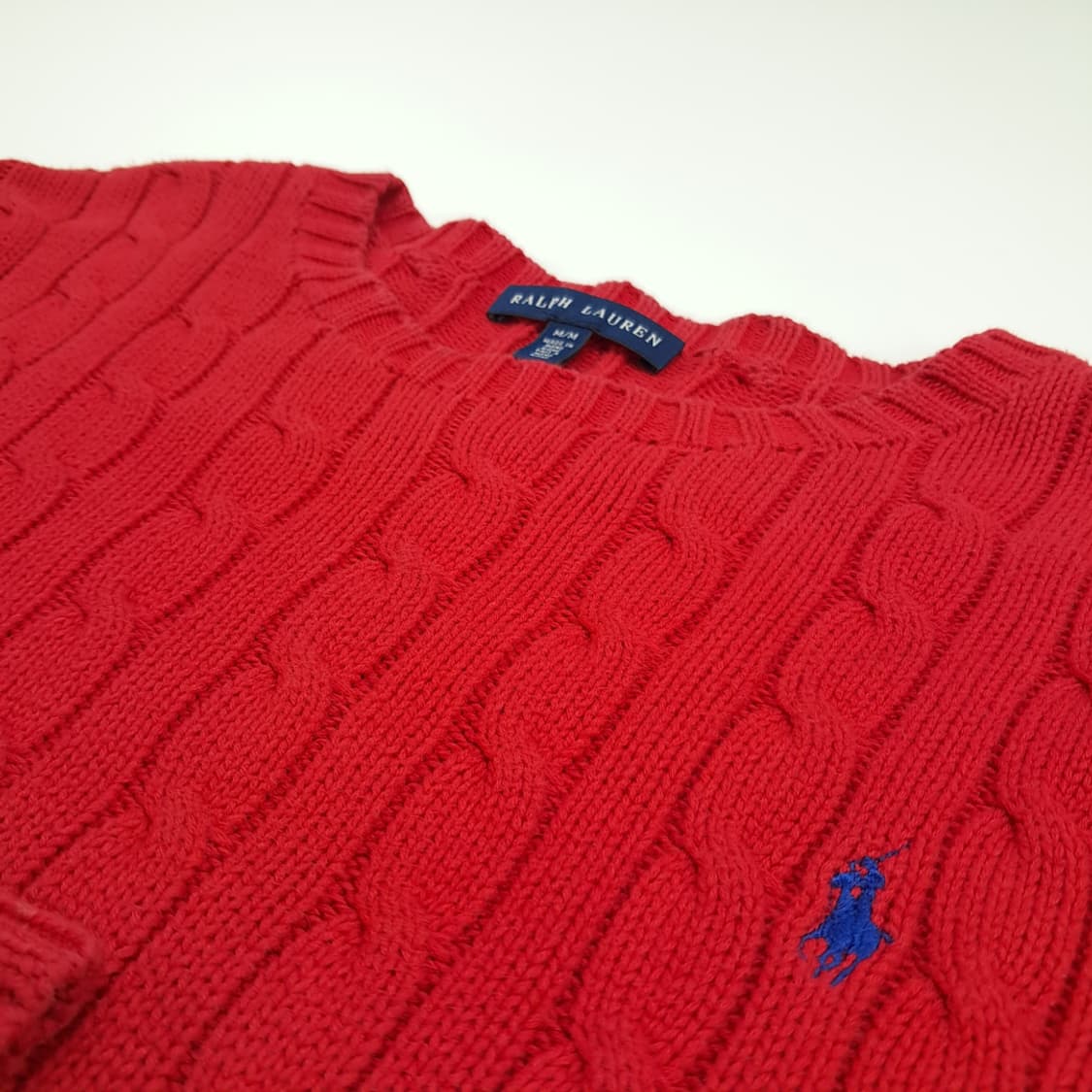 CN745W M 폴로 랄프로렌 레드 라운드 케이블 긴팔 니트 스웨터 상품이미지5