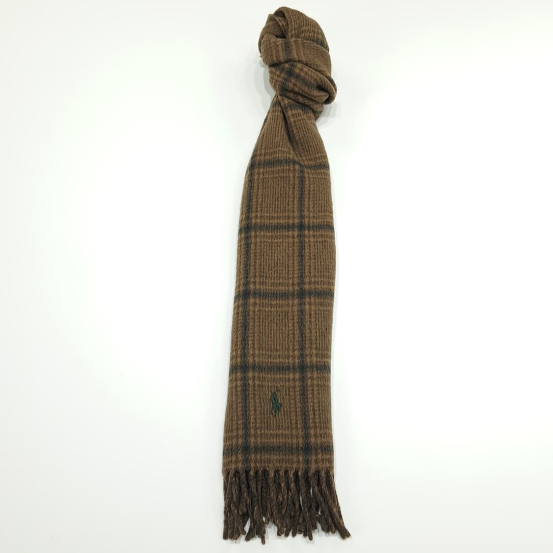 MX221 폴로 랄프로렌 브라운 체크 헤링본 버진울 양면 목도리 머플러 상품이미지3