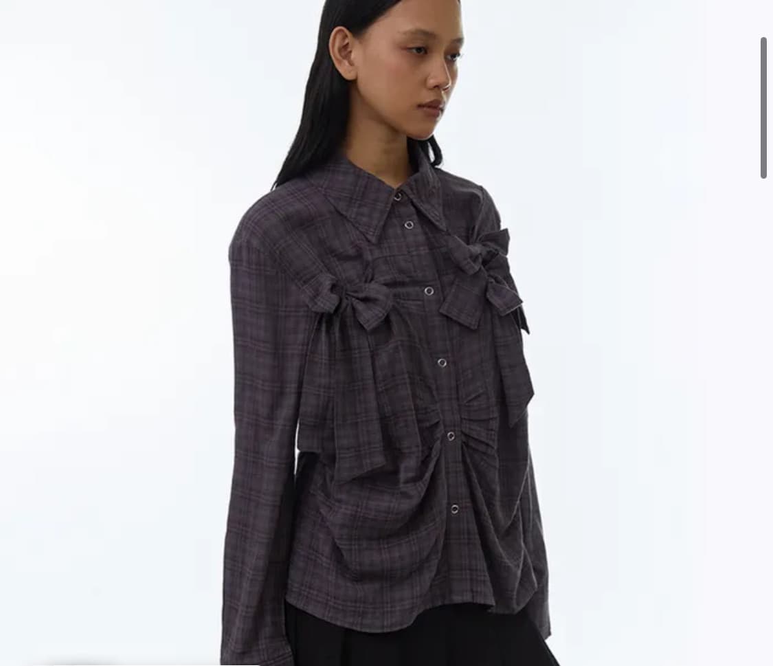 밀로우먼 리본 타이 셔츠 퍼플 상품이미지2