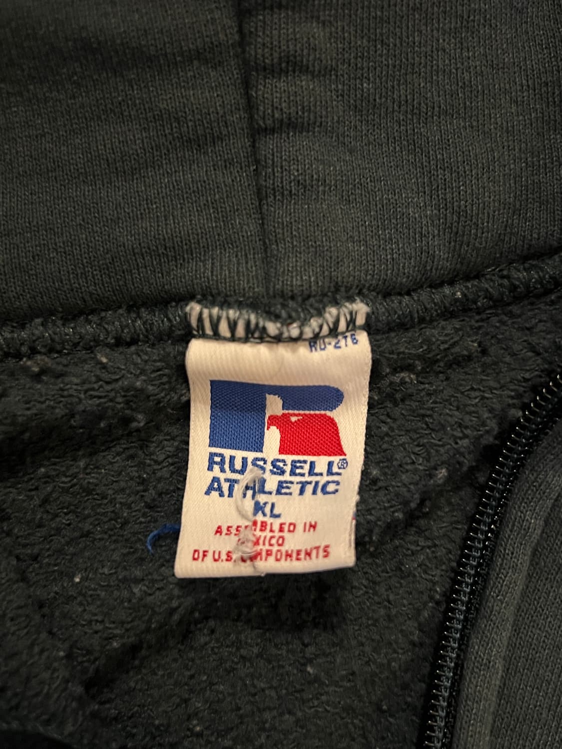 90s 러셀 빈티지 후드집업 딥그린 XL 상품이미지6