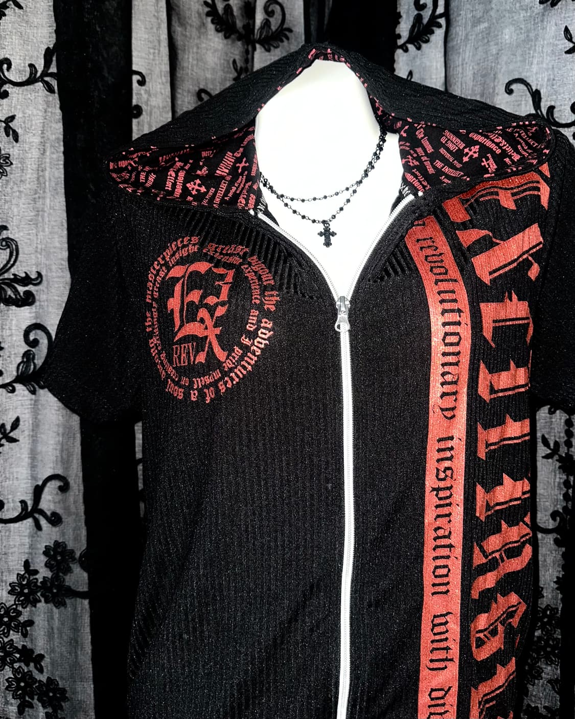 Red lettering punk hooded zip-up 상품이미지2