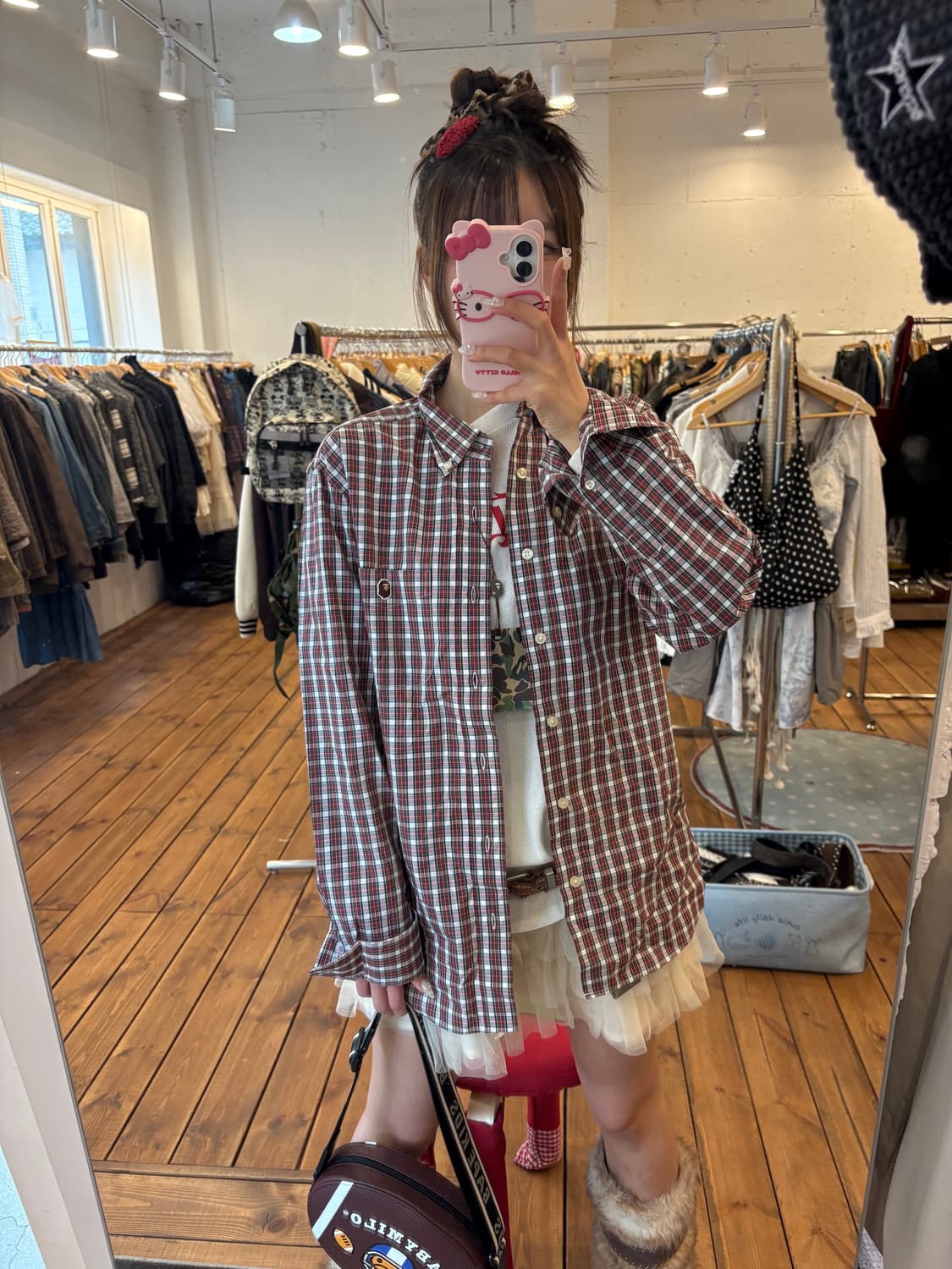 베이프 체크 셔츠 상품이미지4