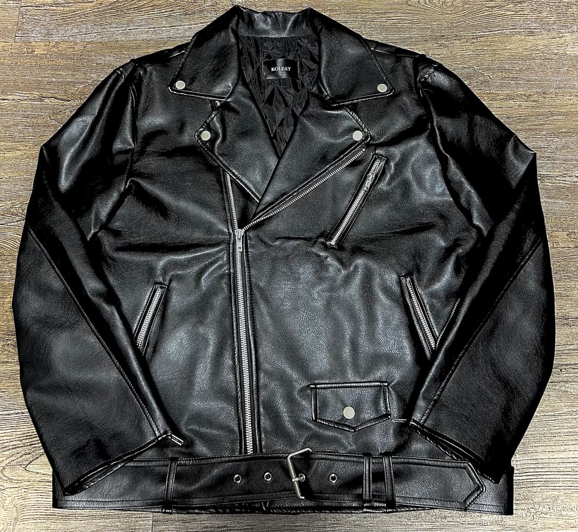 콜릿 오버핏 마일드레더 라이더자켓 [벨트탈부착]  상품이미지1