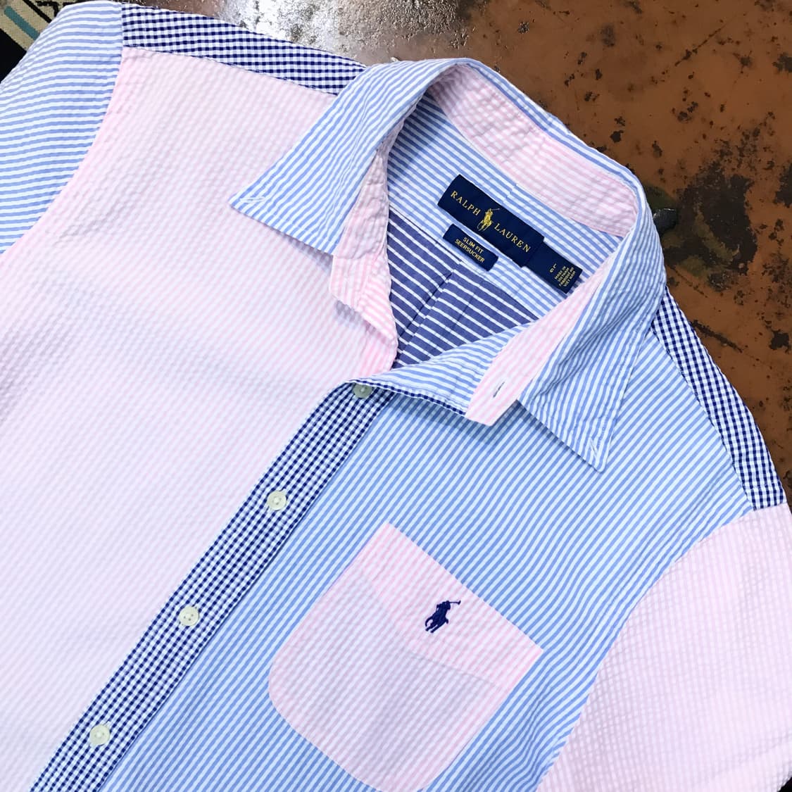 폴로랄프로렌 크레이지 패턴 시어서커 반팔 셔츠 남방 남성 105 사이즈 상품이미지3