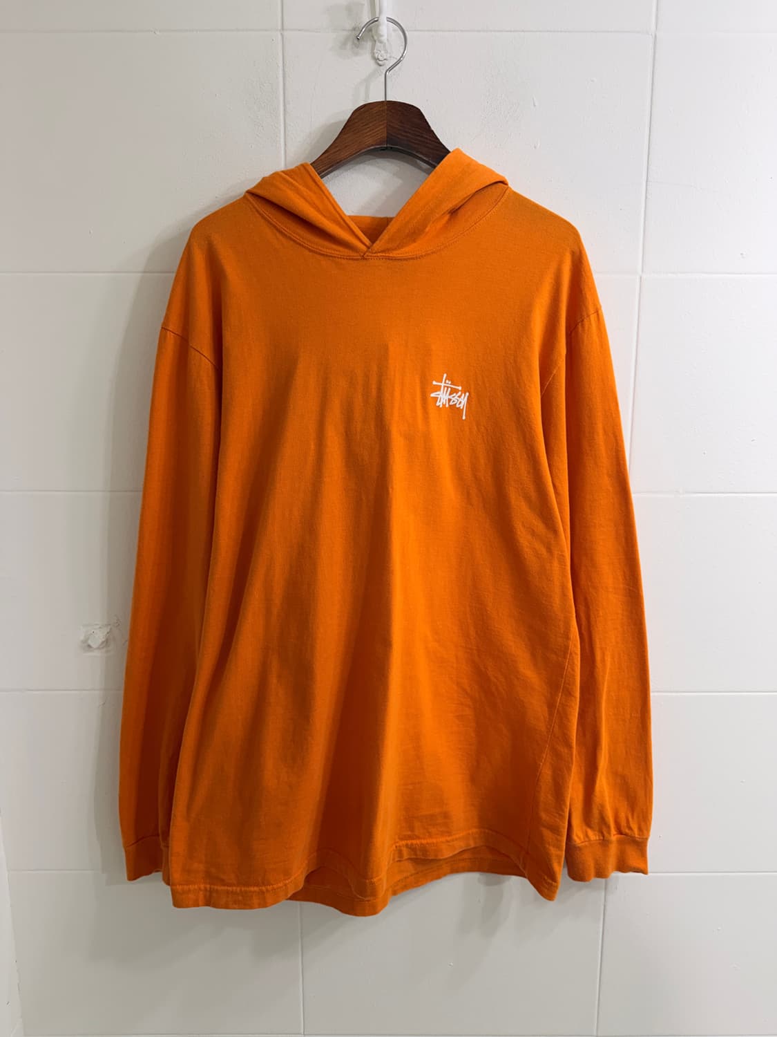 스투시 오렌지 코튼 오버핏 후드티 롱슬리브 상품이미지3