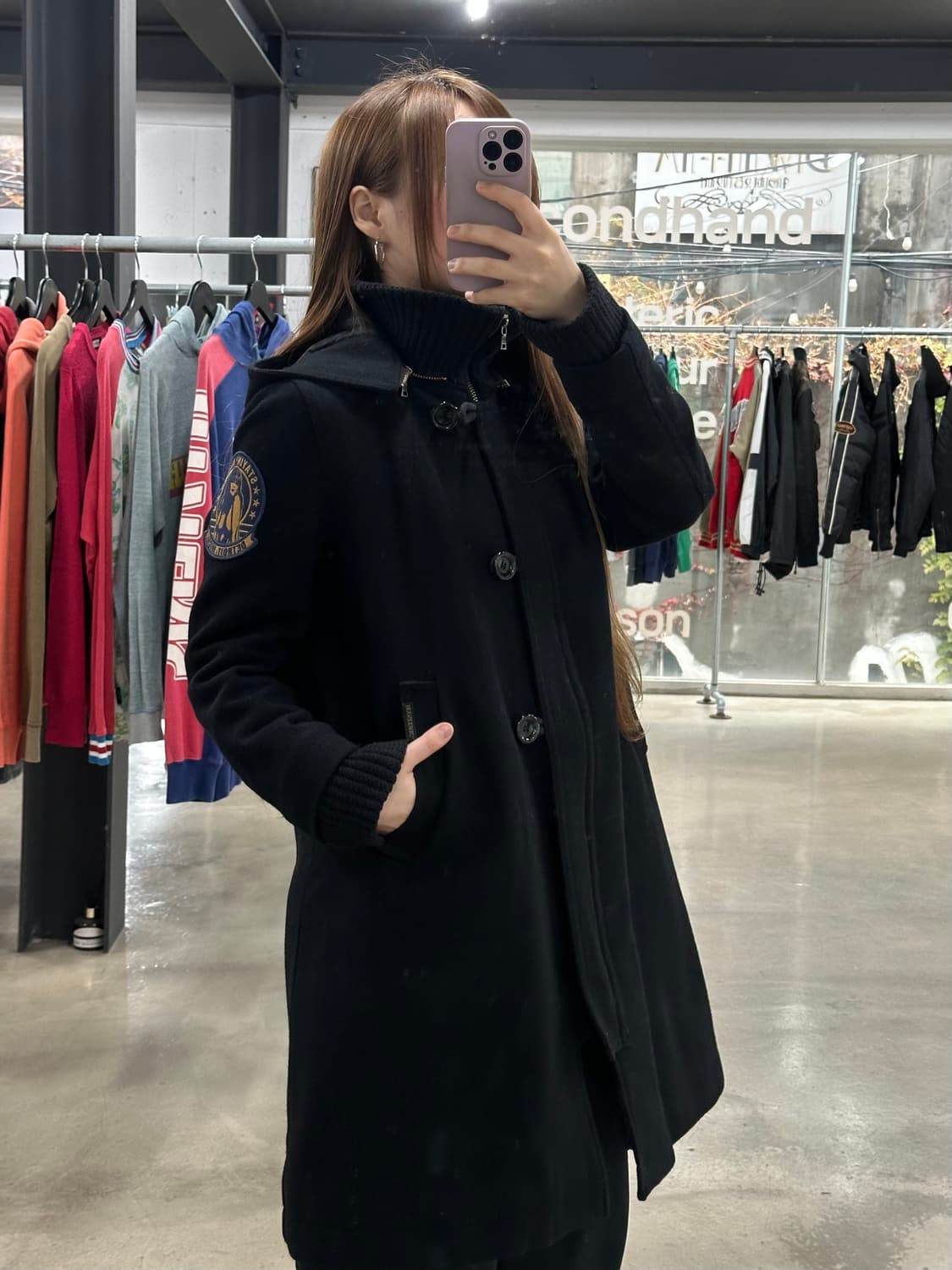 히스테릭글래머 히스걸 하이넥 사선버튼 슬릿 울 코트 상품이미지1