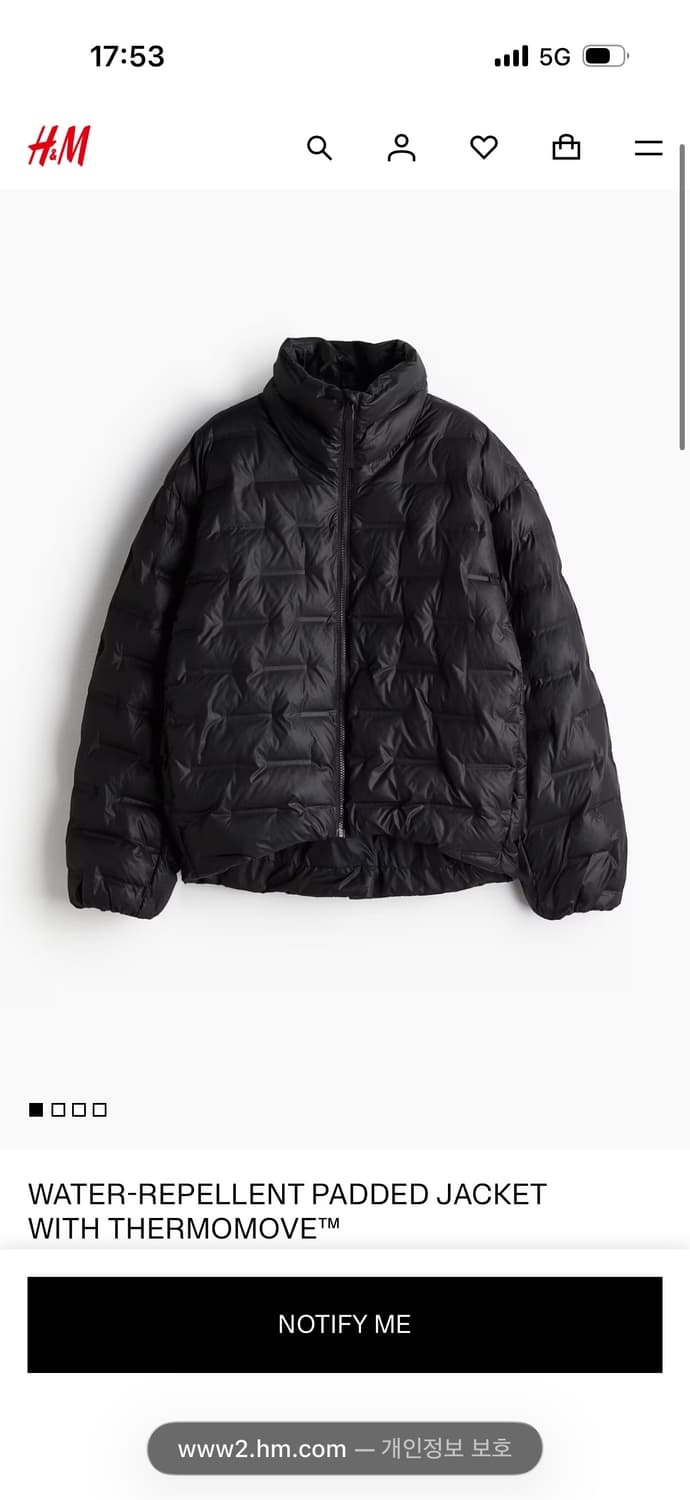 H&M THERMOMOVE 패딩 재킷 L 상품이미지8