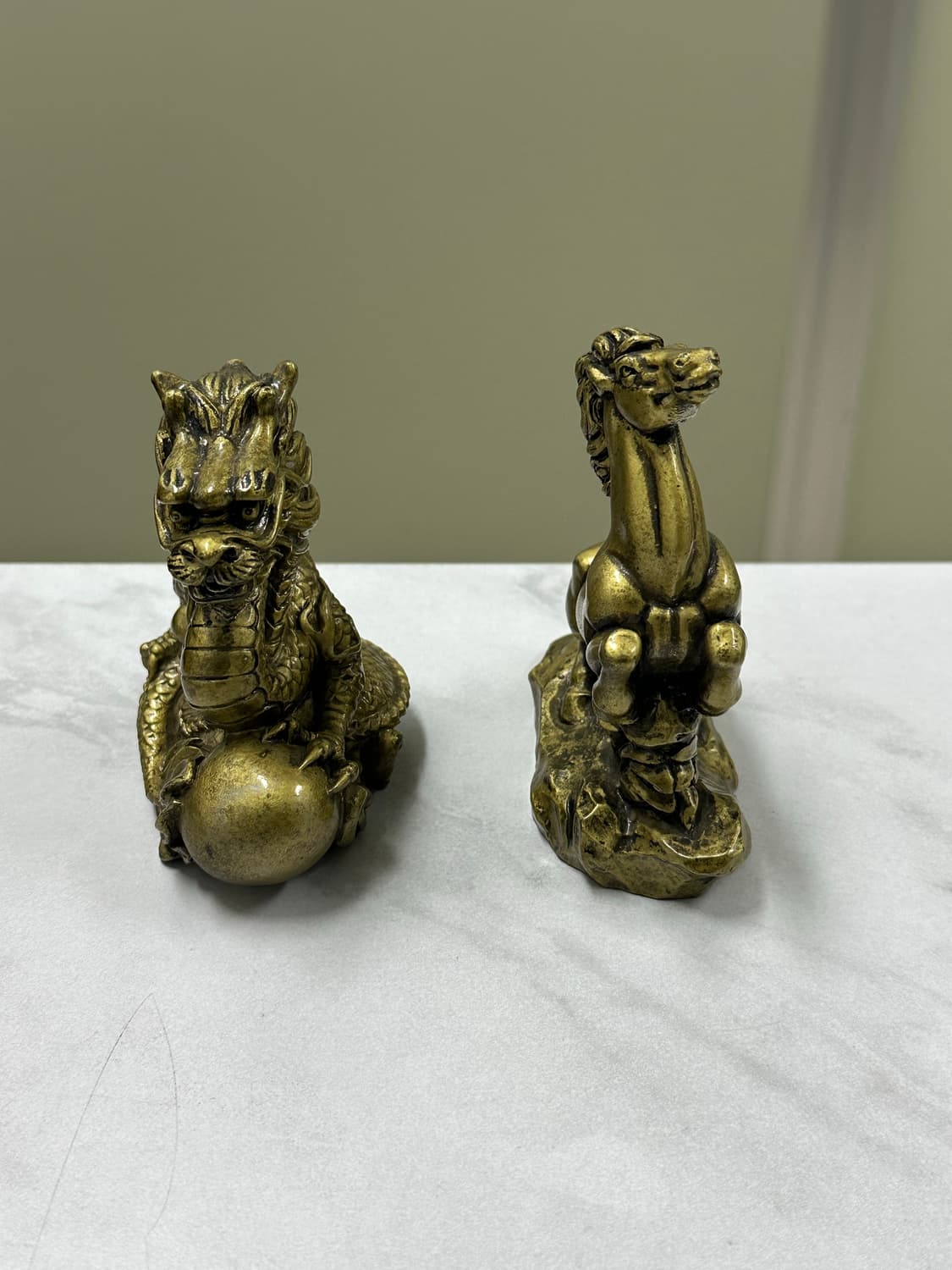 황동 오브제 말 용 장식 세트 앤틱 골동품 상품이미지3