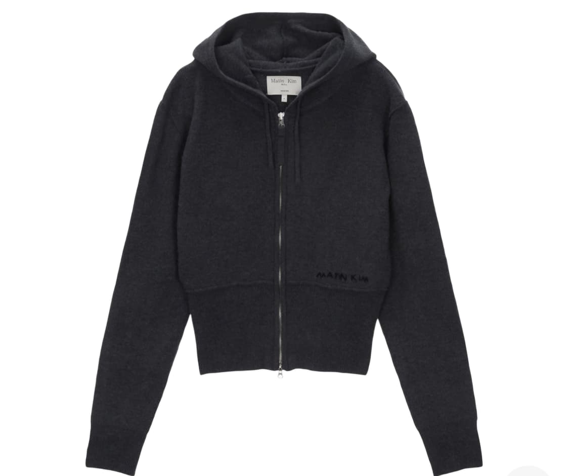 (새상품) 마뗑킴 니트 후디 집업 차콜 상품이미지1
