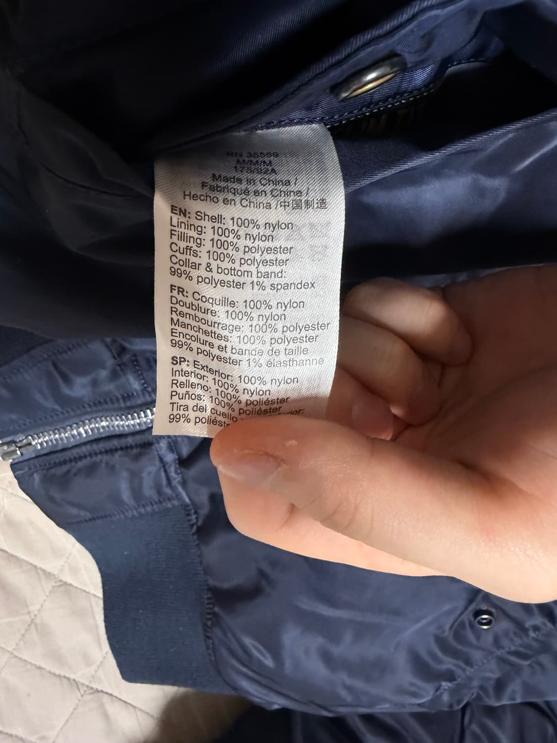 알파인더스트리 ma-1 네이비 m 상품이미지3