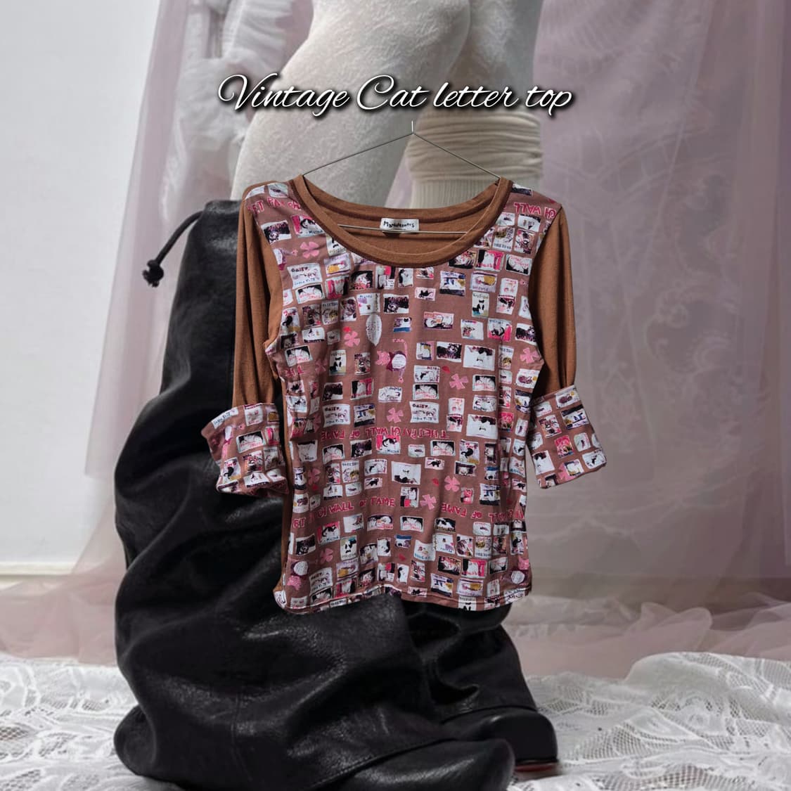 Vintage Cat letter top 상품이미지1