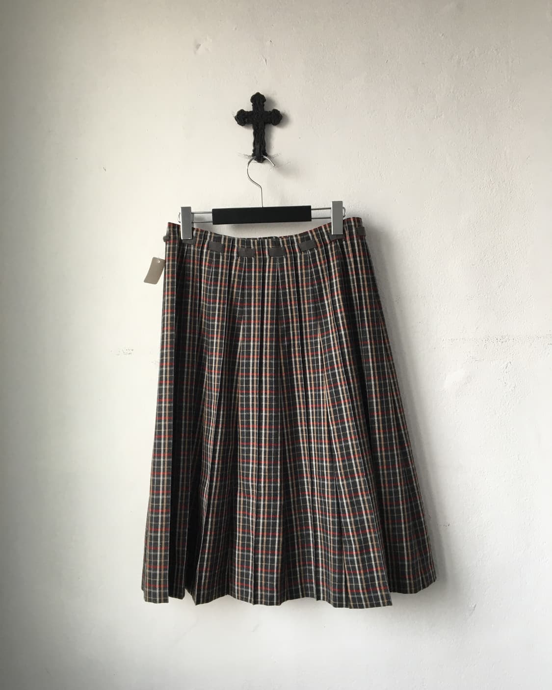 Tied button point check pattern skirt 상품이미지2