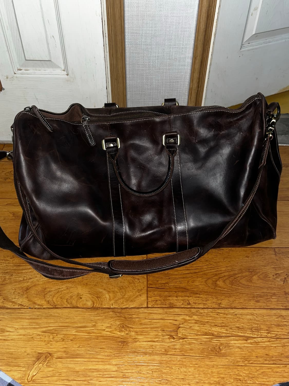 가죽 레더 보스턴백 크로스백 브라운 상품이미지1