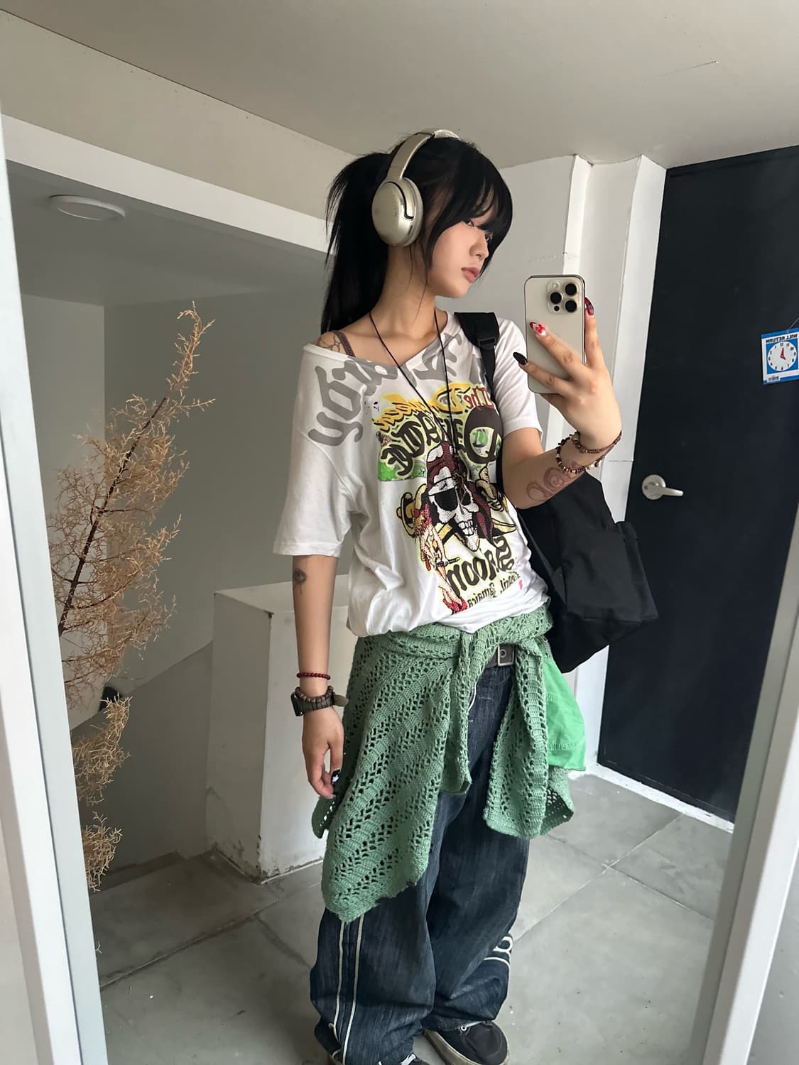 Skull printing white short-sleeve 상품이미지5