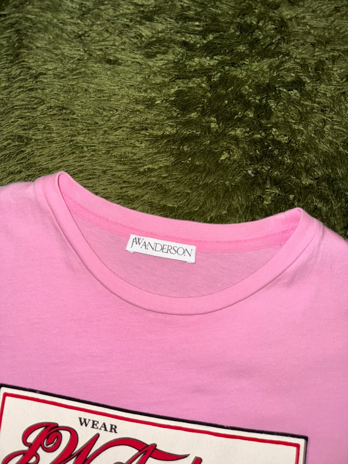 [L] JW 앤더슨 18SS 크랙 프린트 소프트 터치 티셔츠 핑크 상품이미지3