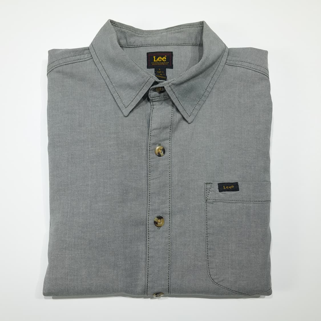 CL497 L 리 코튼스판 트윌 로고탭 세이지그린 셔츠 남방 상품이미지7