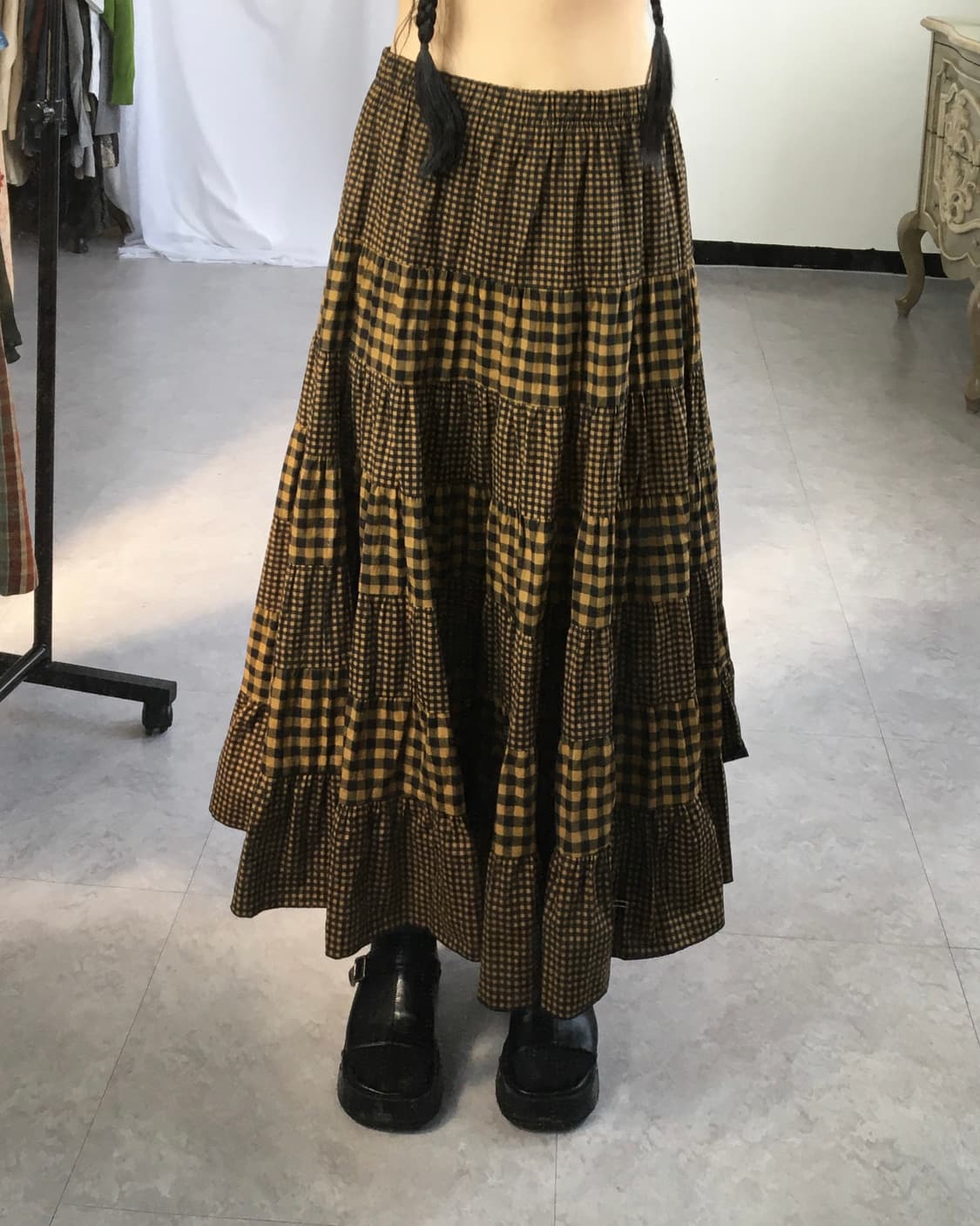 Check pattern mixed skirt 상품이미지7