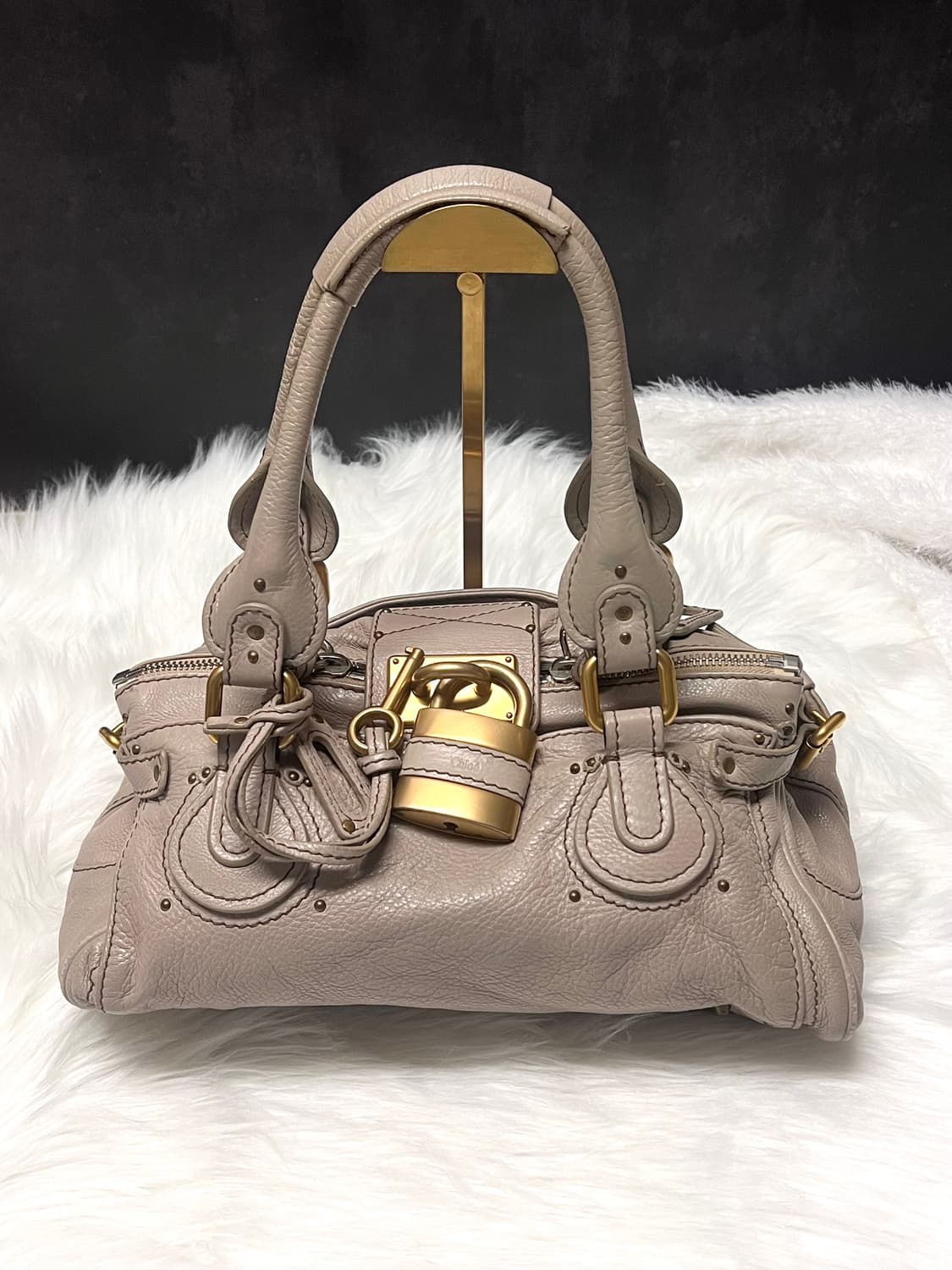 Chloe 끌로에 패딩턴 그레이 레더 아카이브 자물쇠 토트백 상품이미지2