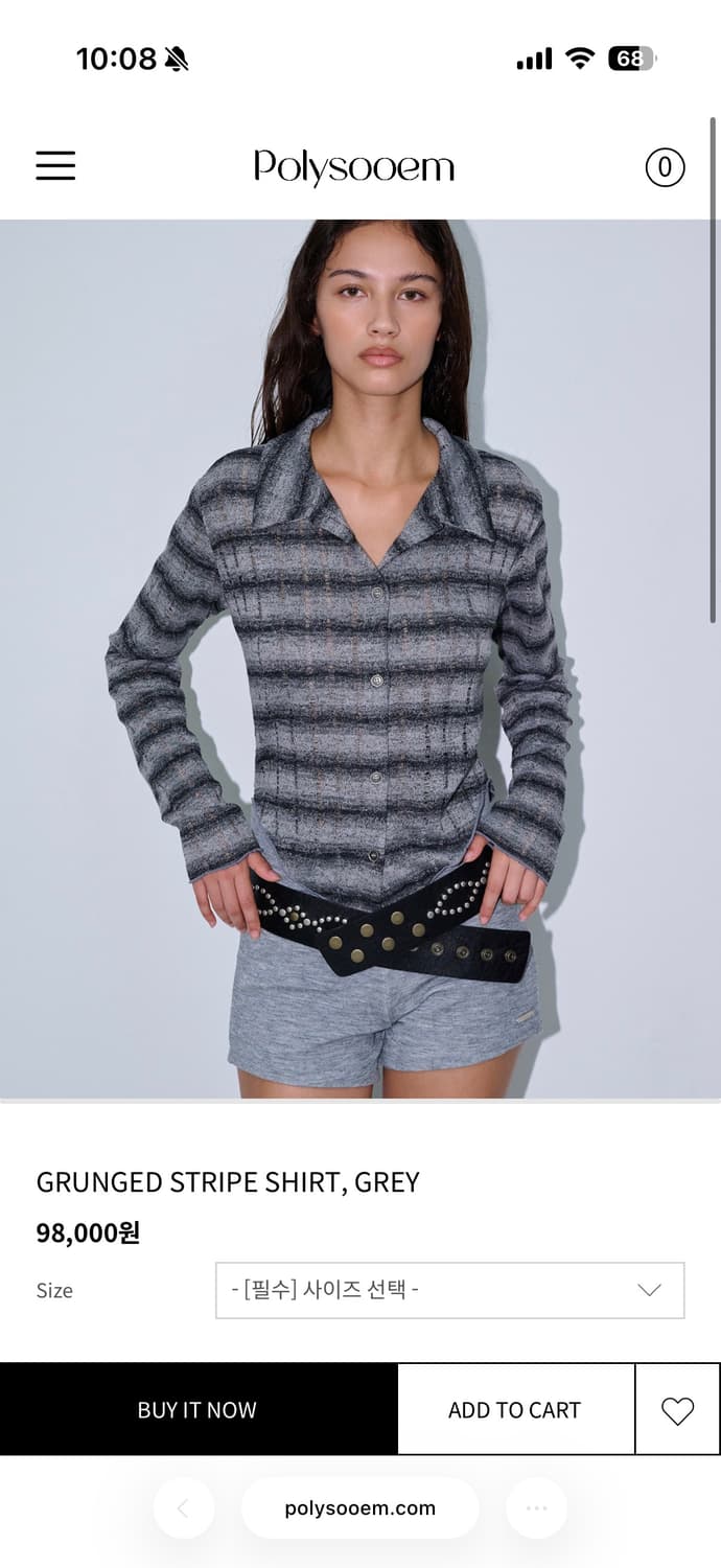 폴리수엠 Polyssoem 그런지 스트라이프 셔츠 그레이 상품이미지1