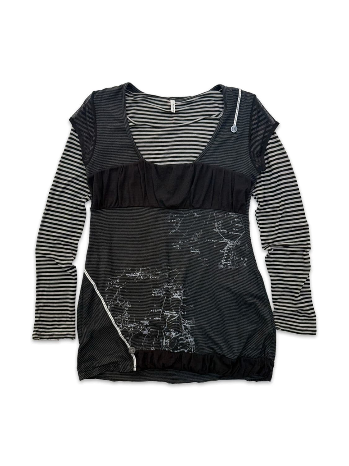 빈티지 블랙 스크라이프 레이어드 티셔츠 상품이미지1