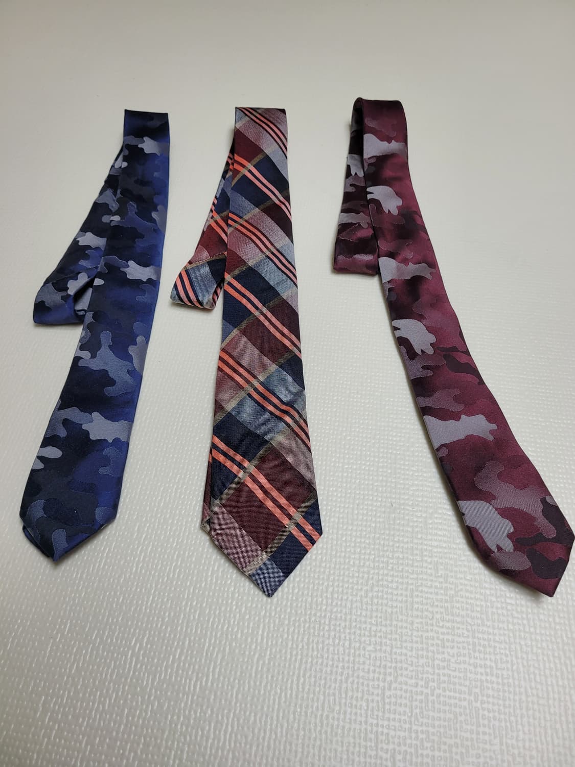 넥타이 3종 (까모, 체크 패턴 네이비, 오렌지, 버건디) 상품이미지3