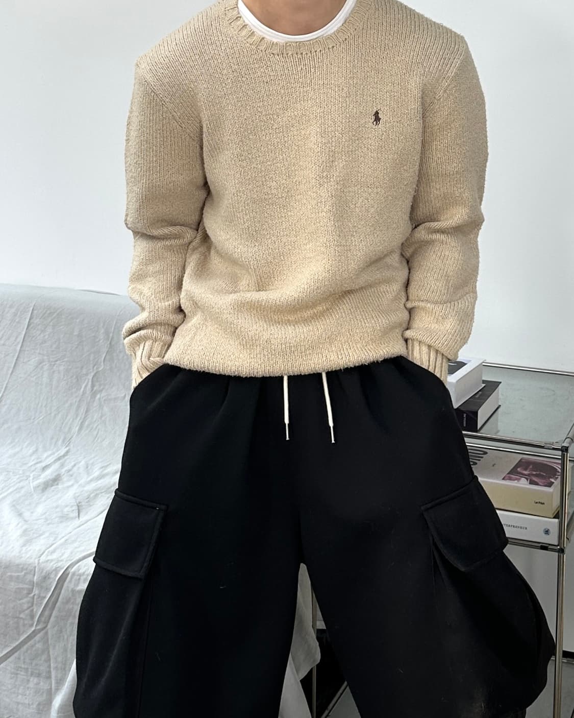 폴로 랄프로렌 코튼 베이지 니트 L 상품이미지1