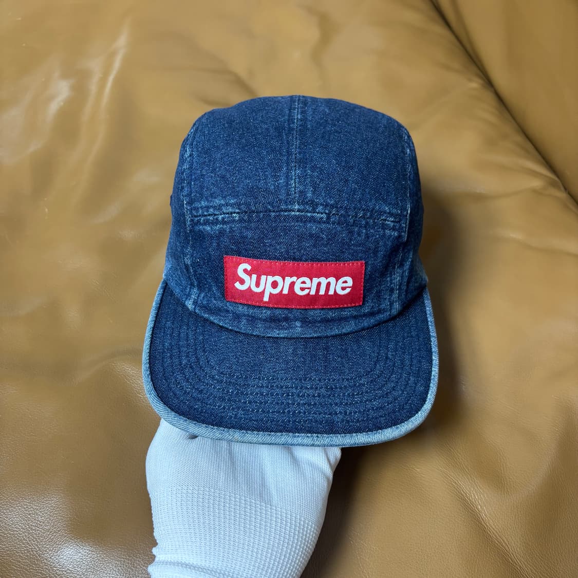 슈프림 캠프캡 모자 박스로고 워시드 데님 상품이미지2