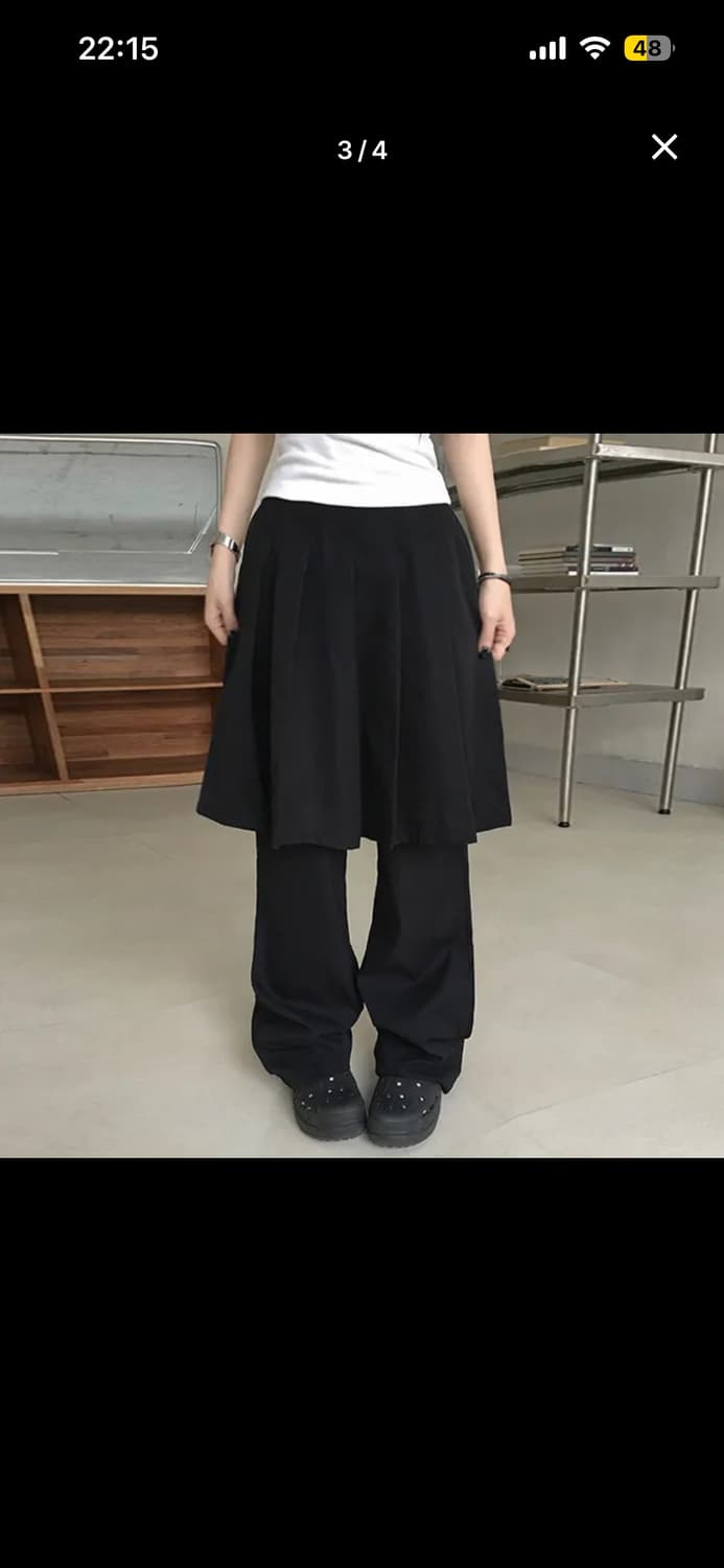 세미부츠컷 스커트 롱팬츠 검정 상품이미지1