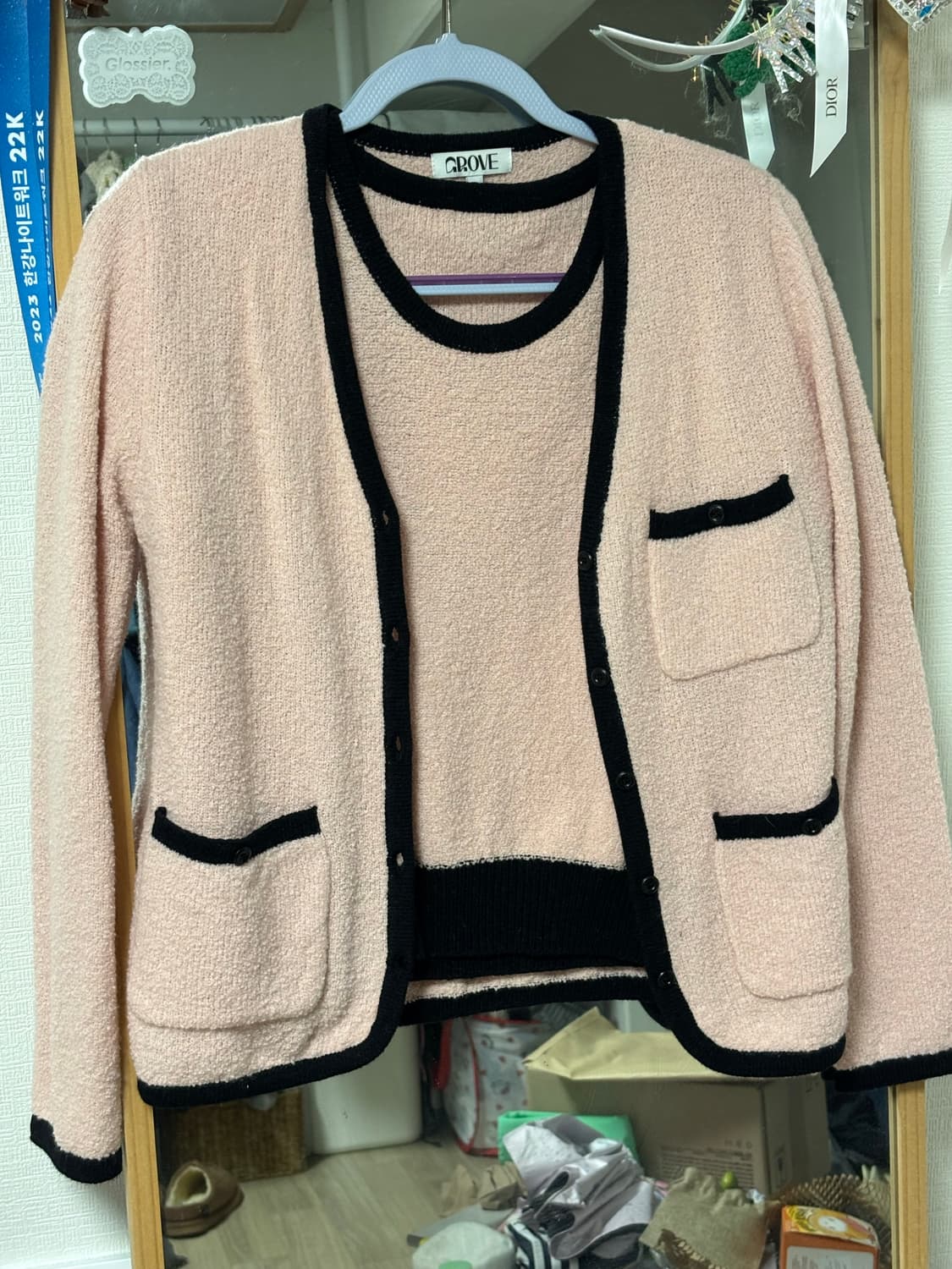 그로브 니트 반팔 가디건 세트 상품이미지4