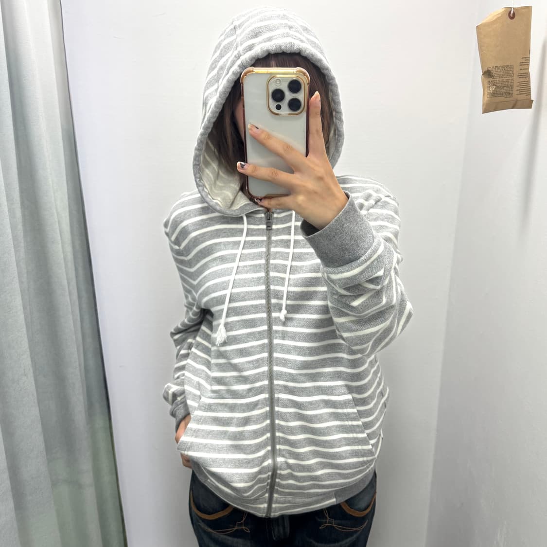 아르마니 익스체인지 그레이 스트라이프 후드집업  상품이미지3