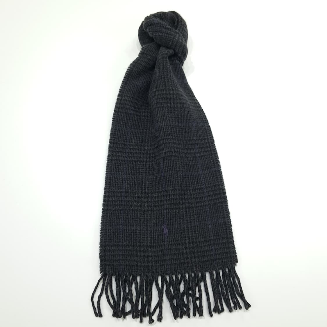 MX326 폴로 랄프로렌 퍼플 윈도우페인 양면 버진울 목도리 머플러 상품이미지1