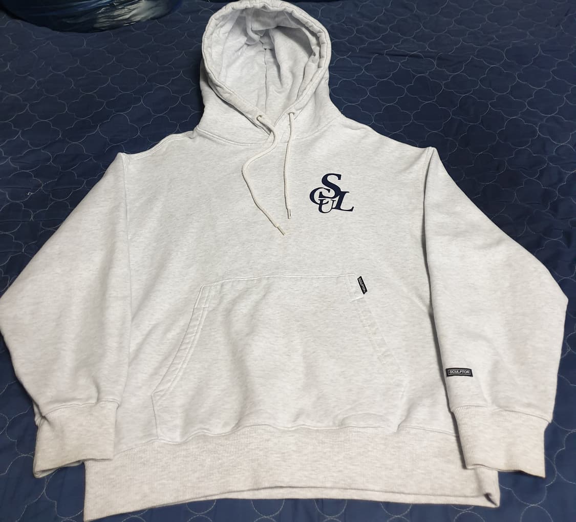 스컬프터 심볼 벨벳로고 세미크롭 오버 후드티 멜란지 (S) 상품이미지2