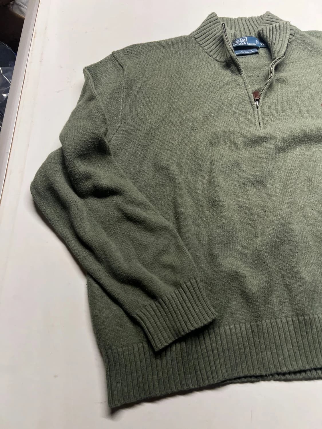 폴로 랄프 로렌 그린 코튼 하프 집업 스웨터 상품이미지4