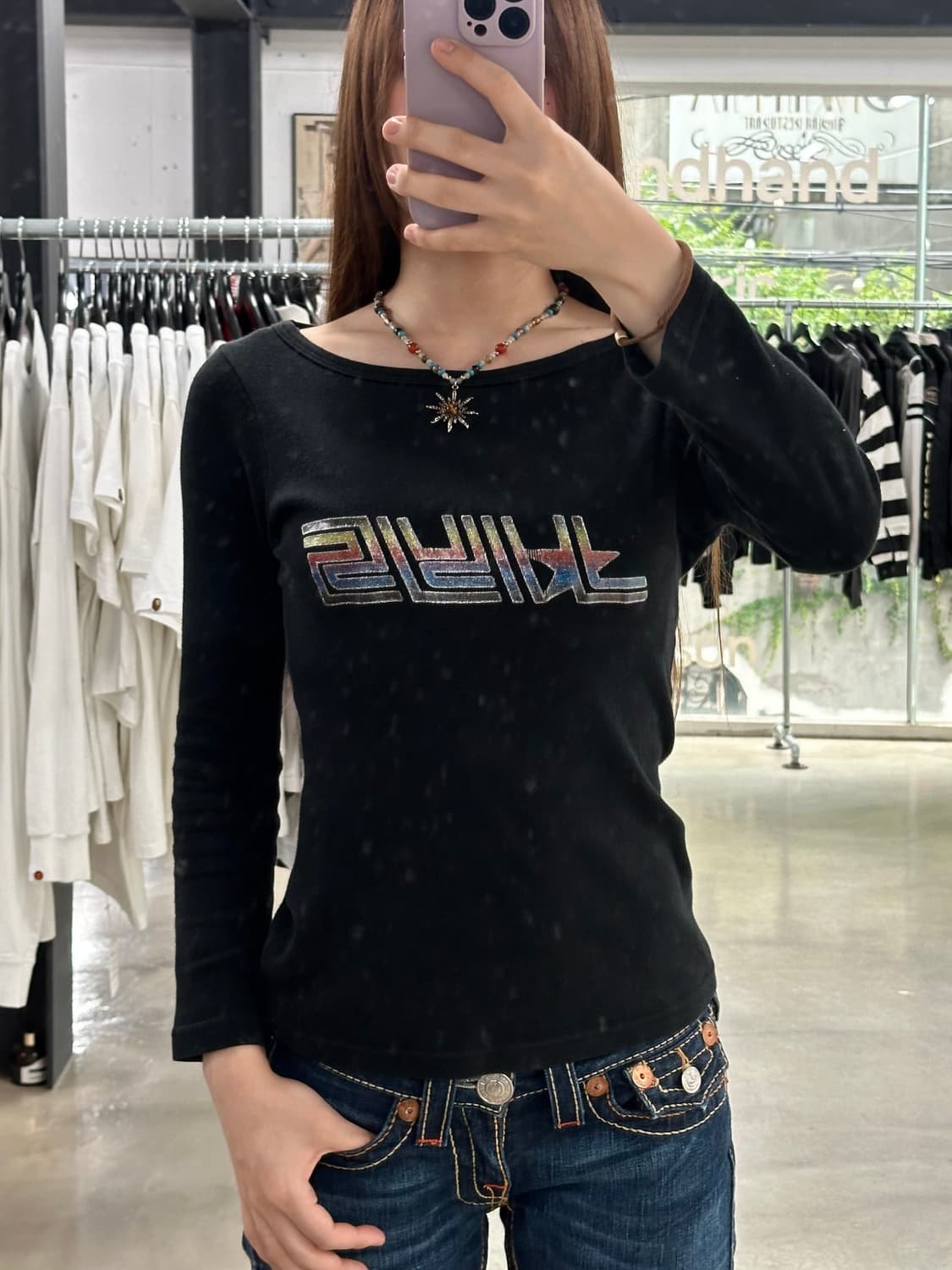 히스테릭글래머 스타 글리터 롱슬리브 긴팔티 상품이미지2