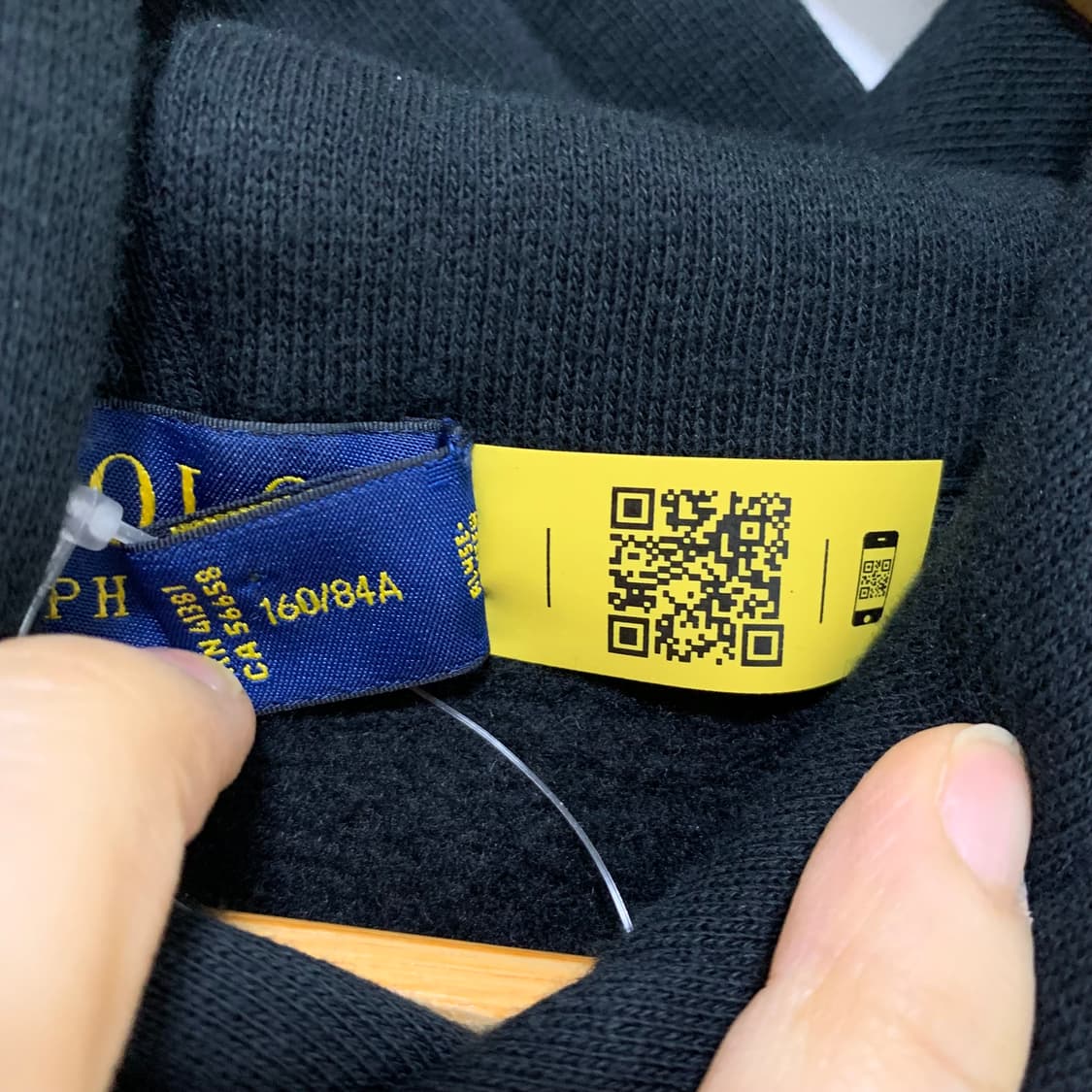 폴로 랄프로렌 블랙 빈티지 세미크롭 후드티 여성 S 상품이미지4