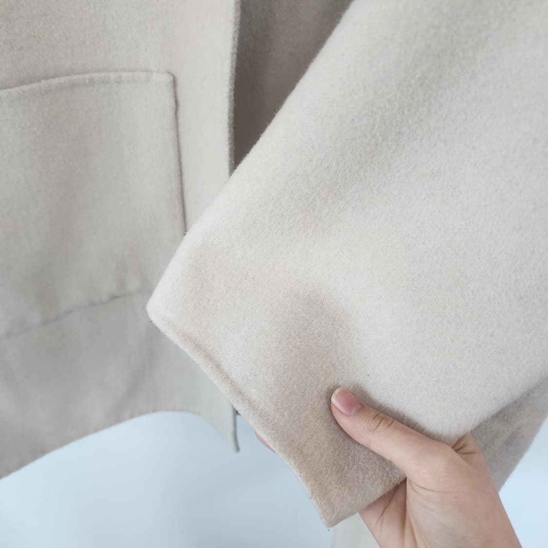 명품 퍼 후드 핸드메이드 코트 아이보리 상품이미지3