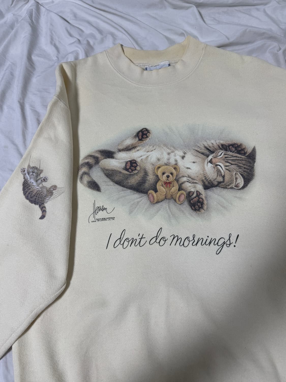 90s usa 리 헤비웨이트 캣 프린트 스웨트셔츠 상품이미지1