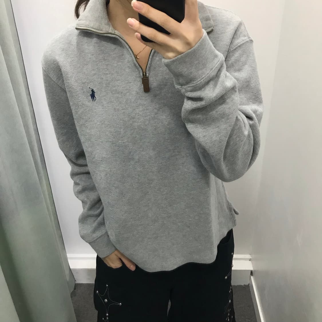 폴로 그레이 반집업 니트 상품이미지1
