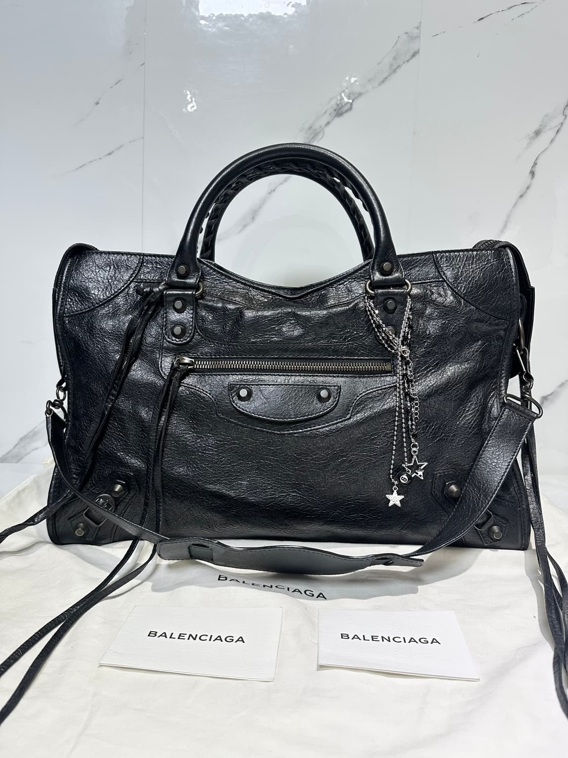 [A+ 정품] 발렌시아가 시티 모터백 미디움 블랙 상품이미지6