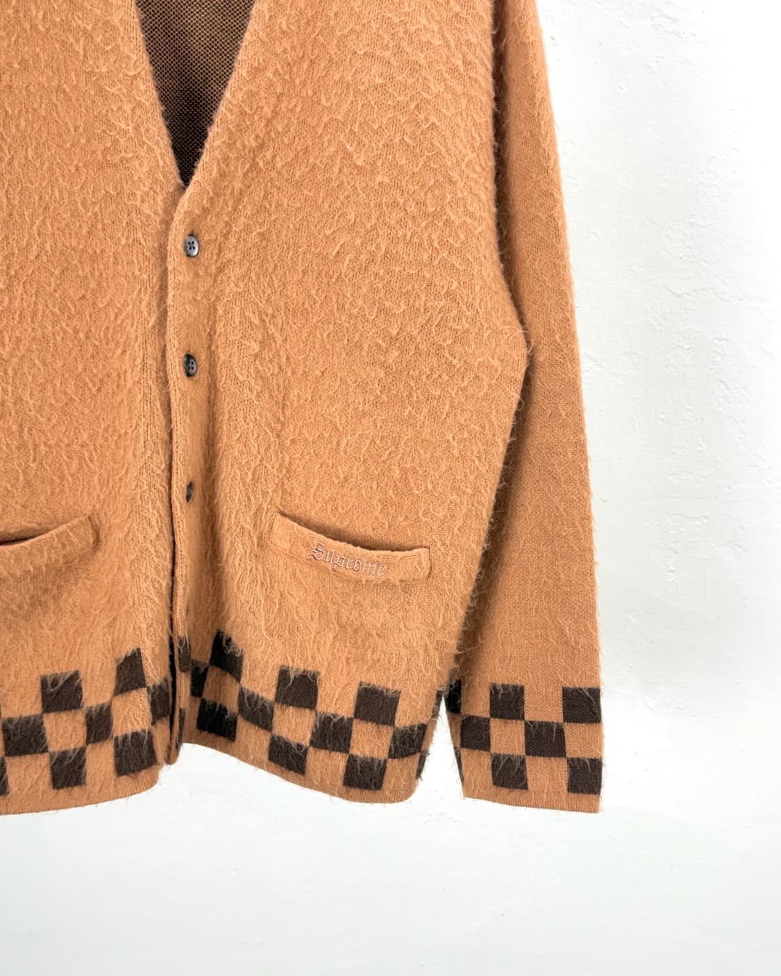 슈프림 21ss 브러쉬드 체커보드 카멜 가디건 상품이미지5