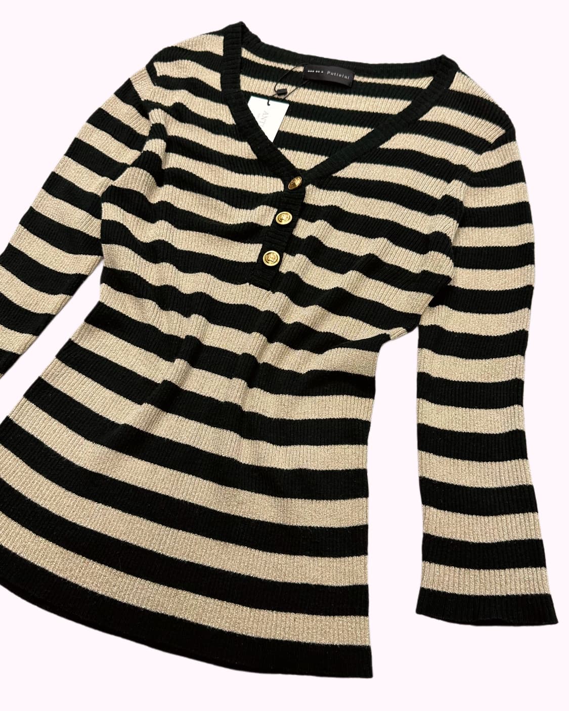 stripe button ribbed t-shirt 상품이미지2