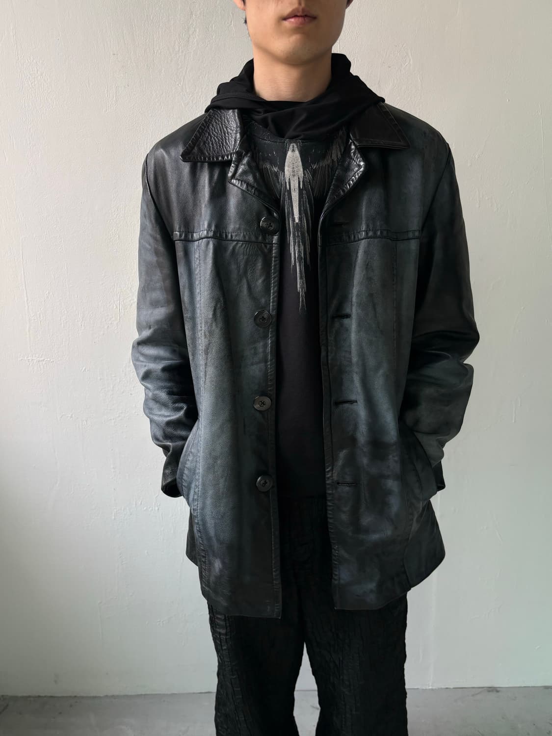 90s 이탈리안 리얼 레더 카코트 상품이미지4
