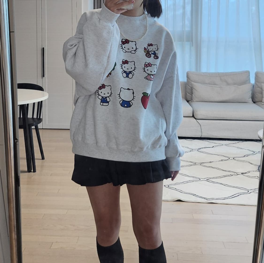 키티 프린팅 맨투맨 새상품 상품이미지6
