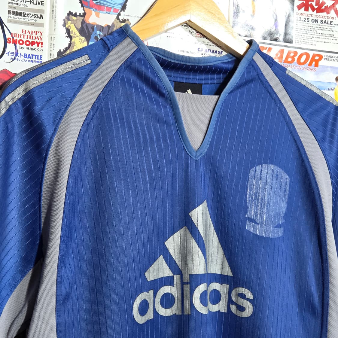 아디다스 블루 그레이 스트라이프 져지 롱슬리브 . 상품이미지3