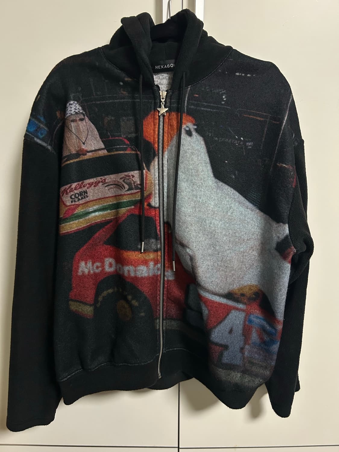 (남녀공용) 루즈핏 프린트 기모 후드집업 상품이미지5