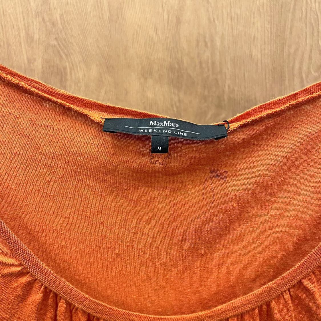 막스마라 코튼 반팔 티셔츠 와이드 라운드넥 셔링 비즈 디테일 오렌지 상품이미지6