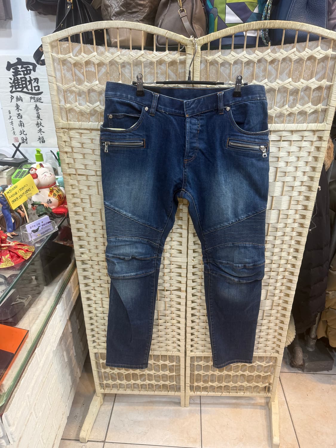 34 정품 발망 슬림 바이커 데님팬츠 팝니다 상품이미지1