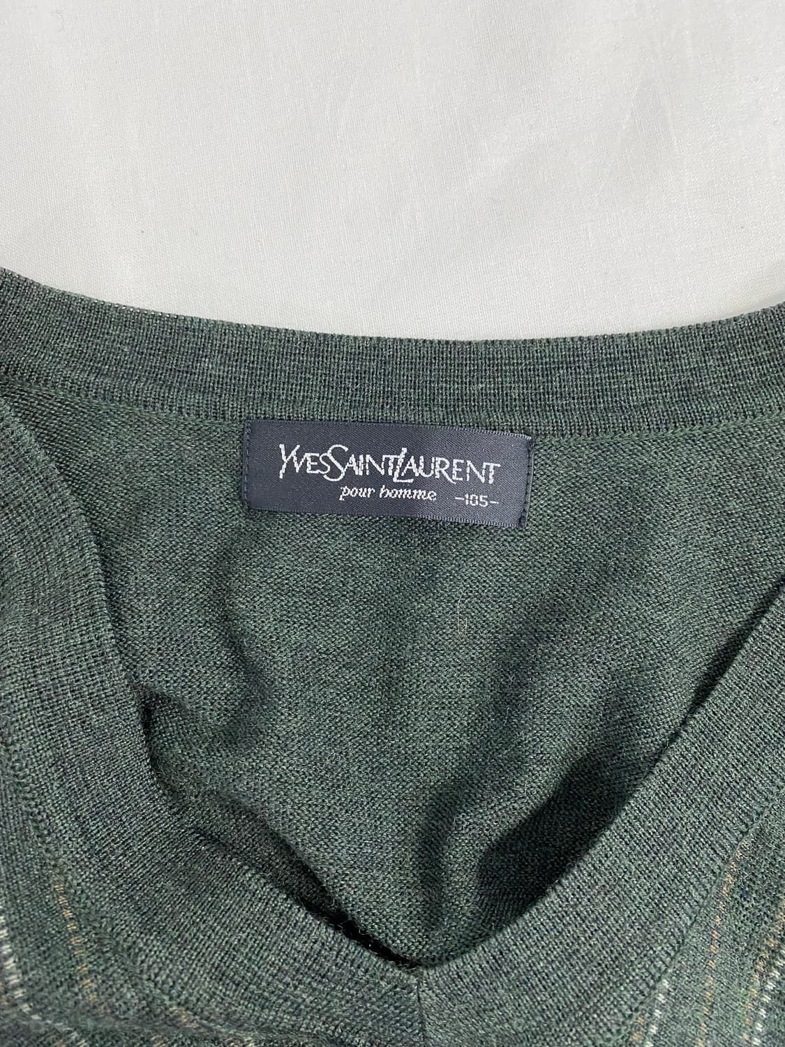 입생로랑 YSL 스트라이프 브이넥 울 니트 XL 상품이미지4