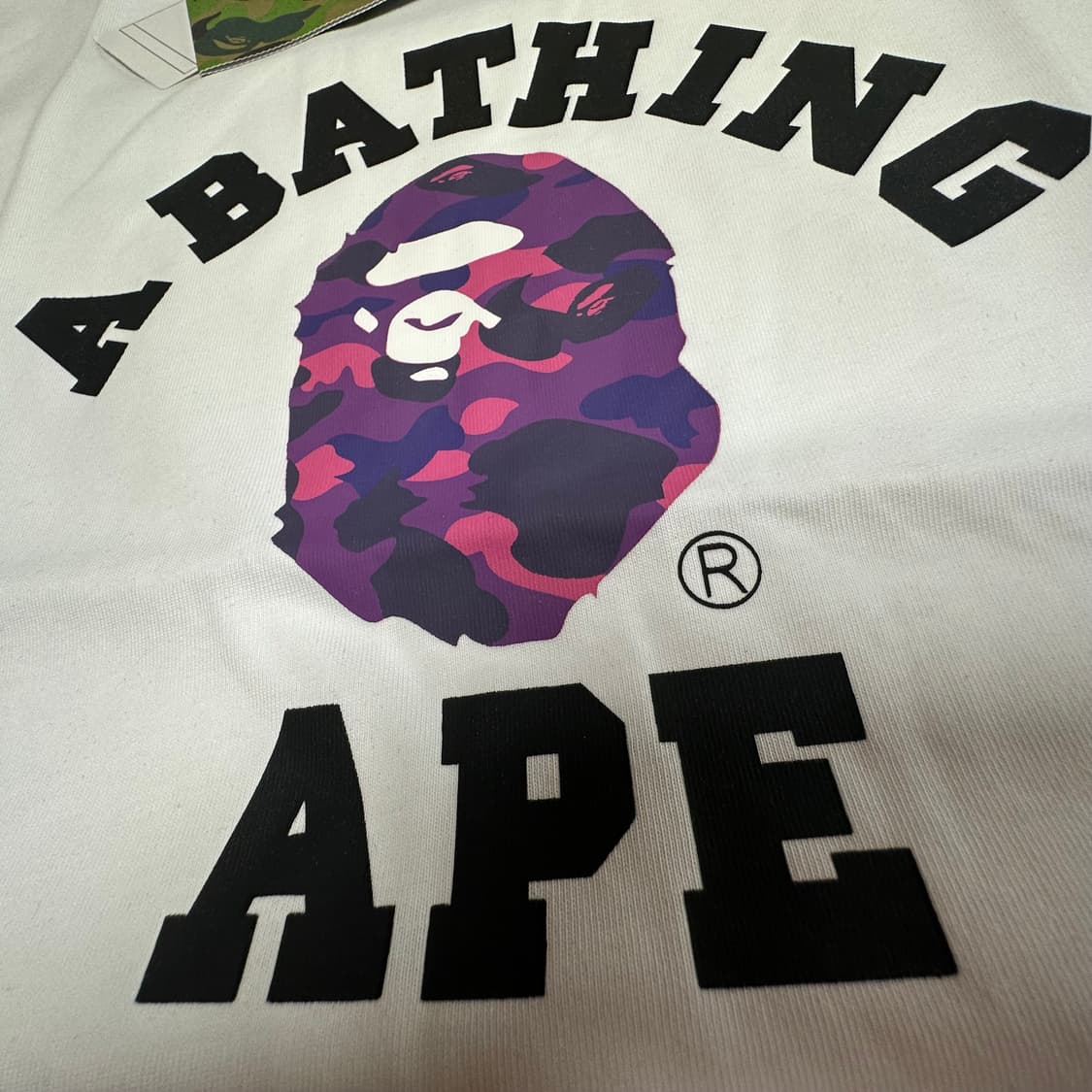 베이프 컬러 카모 컬리지 티셔츠 화이트 퍼플 상품이미지6