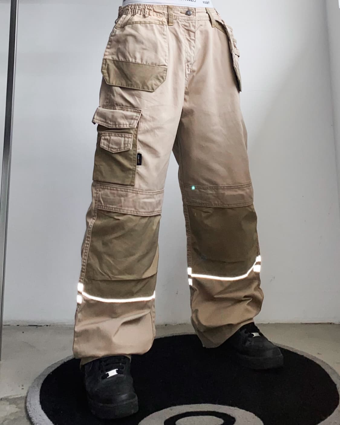 워크웨어 3M 리플렉티브 더블 니 엔지니어 워크팬츠